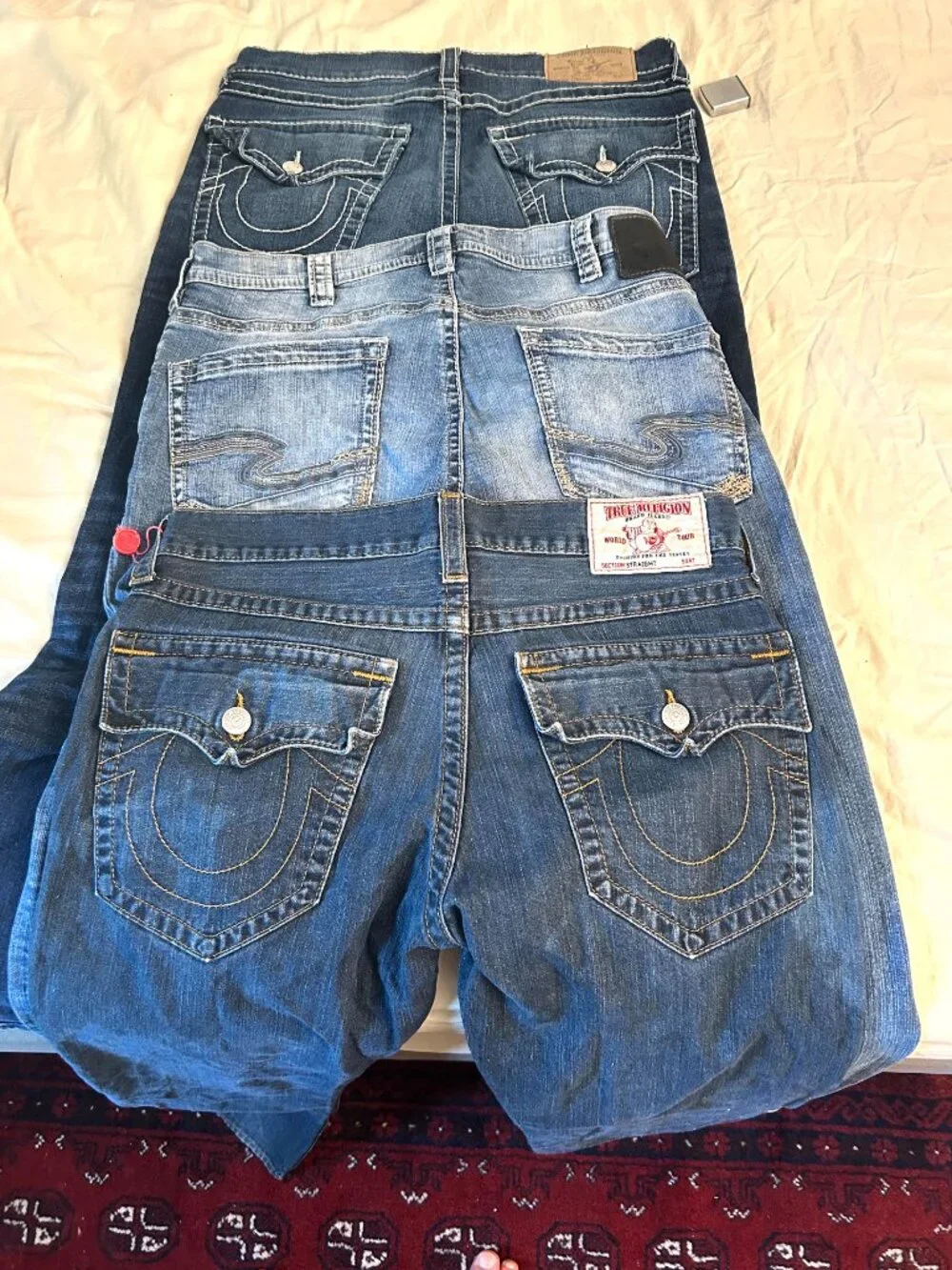 Lot Of 3 Different Pair Of True Religion And Silver Mens Jeans